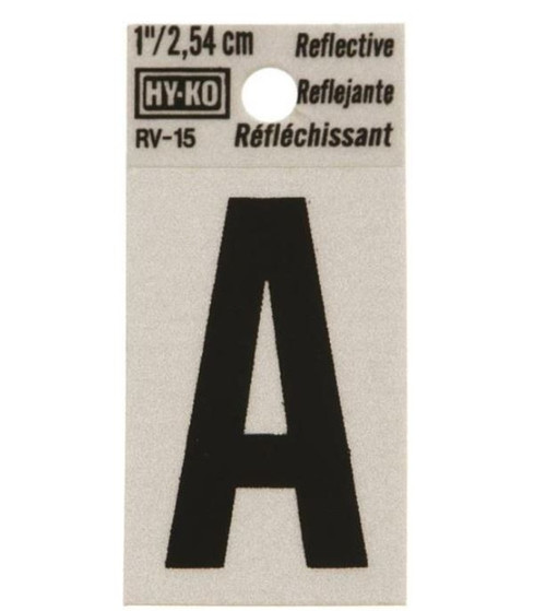 Hy-Ko RV Reflective Self-Adhesive Weather Resistant House Letter 1" - A