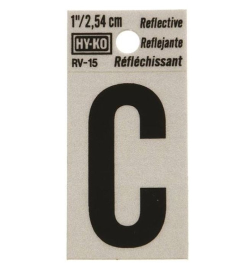 Hy-Ko RV Reflective Self-Adhesive Weather Resistant House Letter 1" - C