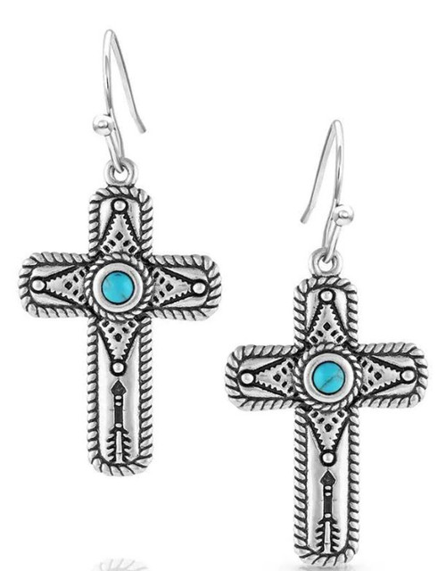 Montana Silversmiths Faith on Point Turquoise Cross Earrings