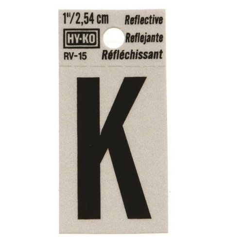 Hy-Ko RV Reflective Self-Adhesive Weather Resistant House Letter 1" - K