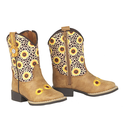 M&F Cheetah & Sunflower Twister Childrens Boot for Girls