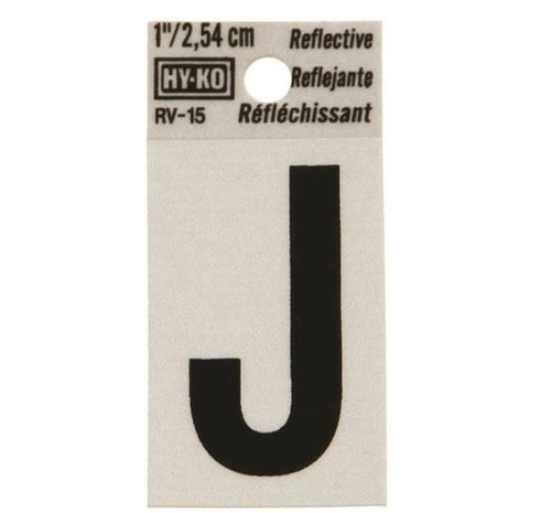 Hy-Ko RV Reflective Self-Adhesive Weather Resistant House Letter 1" - J