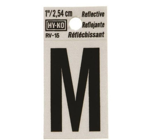 Hy-Ko RV Reflective Self-Adhesive Weather Resistant House Letter 1" - M