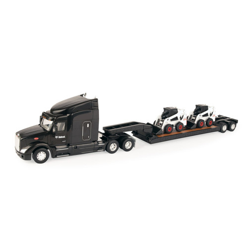 1:32 PeterBilt 579 Semi with Lowboy Trailer & Bobcat S450 Skid Loaders