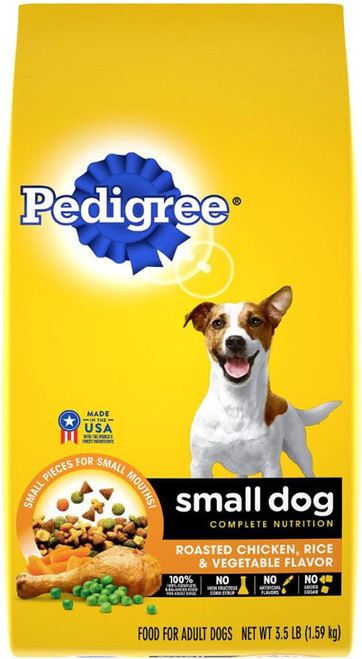 Pedigree Small Dog Complete Nutrition Roasted Chicken, Rice & Vegetable Flavor Small Breed Adult Dry Dog Food - 3.5 LB