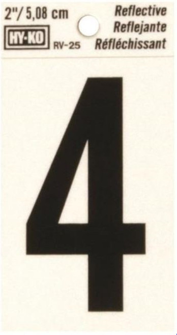 Orgill - Hy-Ko RV Reflective Self-Adhesive Weather Resistant House Number - 4
