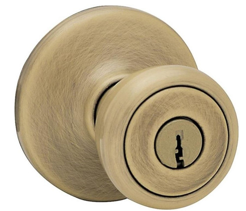 Kwikset Tylo 400 Entry Knob Lockset, Keyed Alike, K6 Key - Antique Brass