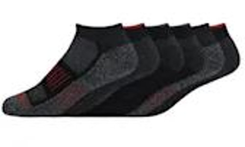 Dickes Men's Navigator Black/Red No-Show Socks - 6 Pk