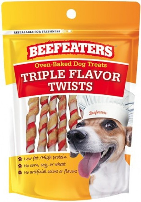 Beefeaters Oven Baked Triple Flavor Twists Dog Treats