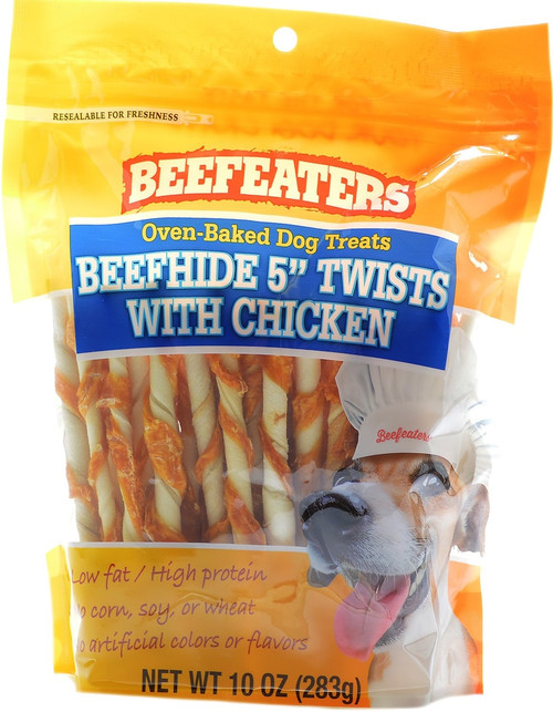 Beefeaters Oven Baked Dog Treats Beefhide 5" Twists with Chicken 10 oz