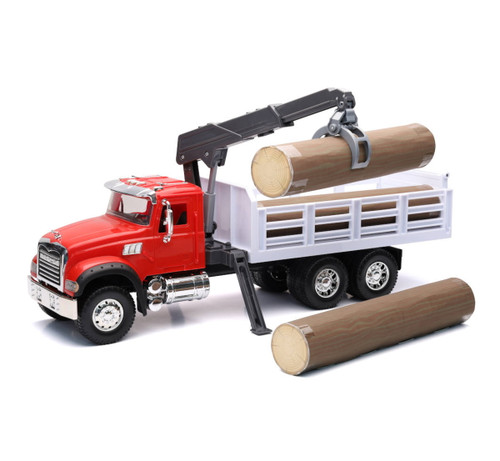 New Ray Toys 1:18 Scale Mack Granite Log Truck with Crane
