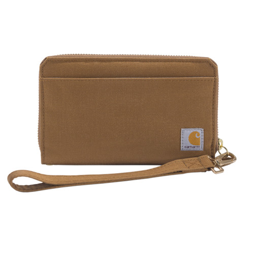 Carhartt Womens Nylon Duck Lay-Flat Clutch Wallet- Brown