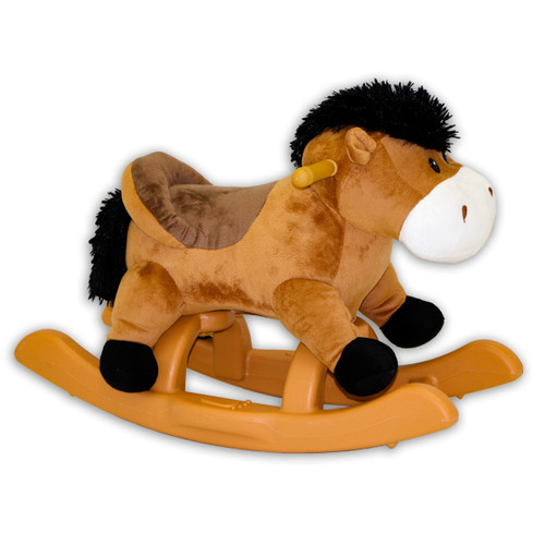 PonyLand 24" 1 Piece Plush Brown Rocking Horse with Sound