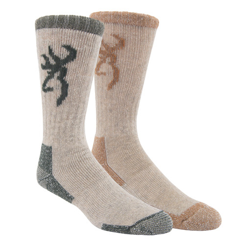 Browning Mens Poplar Wool Blend 2-Pack Socks- Mountain View/Leather Brown