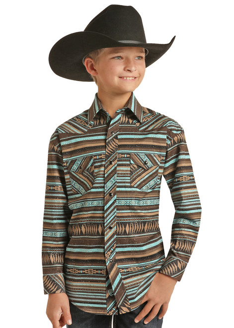 Panhandle Boys Southwestern Stripe Long Sleeve Shirt