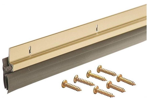 Orgill - M-D Triple Fin Door Sweep, 36 In L X 1-1/4 In H, Aluminum/Vinyl, Gold