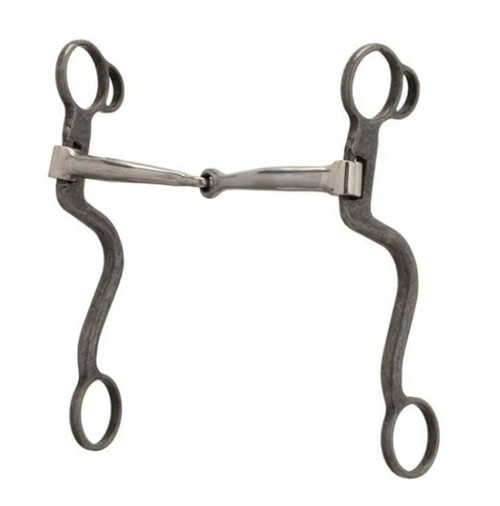 Weaver Leather S Shank 7" Cheek Sweet Iron Snaffle Buffed Black