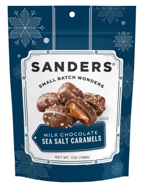 Sanders Milk Chocolate Sea Salt Caramels Holiday, 7 oz Pouch