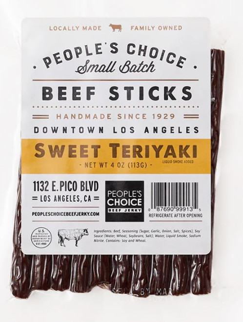 People's Sausage Company Sweet Teriyaki Beef Sticks 4oz