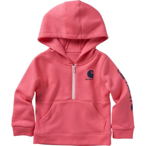 Carhartt Girls Pink Long Sleeve Half-Zip Sweatshirt - Front