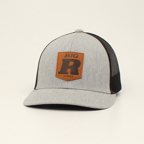 Big R Leather Patch Grey with Black Mesh Back Ball Cap