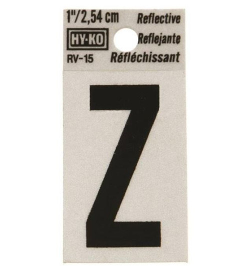 Hy-Ko RV Reflective Self-Adhesive Weather Resistant House Letter 1" - Z