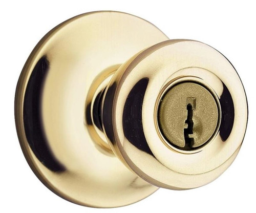 Kwikset Mobile Home 400 Signature Entry Knob Lock, Keyed, K6 Key - Bright Polished Brass