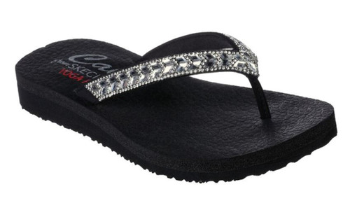 Skechers Ladies Meditation Clear Waters in Black with Rinestones