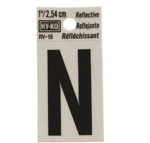 Hy-Ko RV Reflective Self-Adhesive Weather Resistant House Letter 1" - N