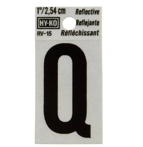 Hy-Ko RV Reflective Self-Adhesive Weather Resistant House Letter 1" - Q