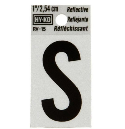Hy-Ko RV Reflective Self-Adhesive Weather Resistant House Letter 1" - S