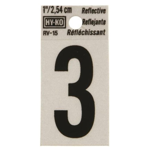 Hy-Ko RV Reflective Self-Adhesive Weather Resistant House Number - 3