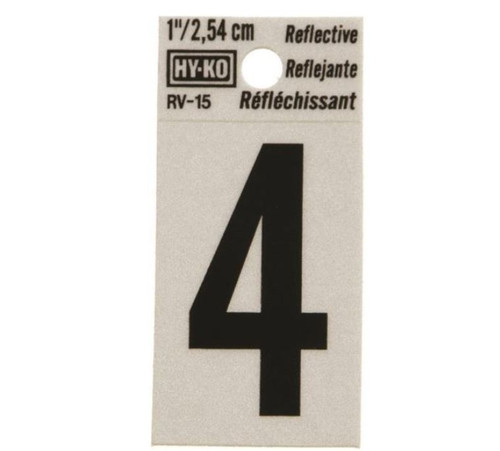 Hy-Ko RV Reflective Self-Adhesive Weather Resistant House Number - 4