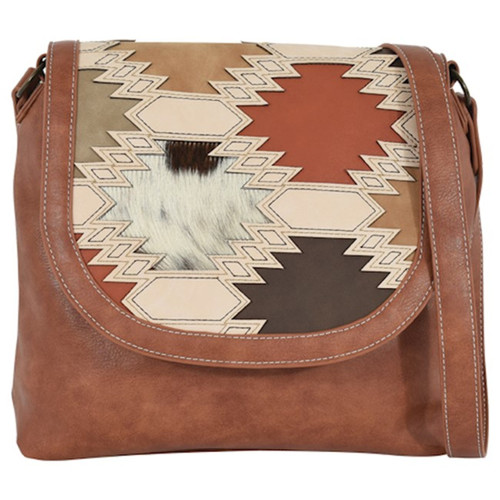Catchfly Women's Crossbody Purse with Southwest Color Block and Brindle Inlay