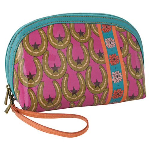 Catchfly Dome Horseshoe Pink Print Cosmetic Bag