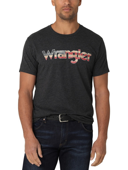 Wrangler American Flag Kabel T-shirt In Caviar Heather