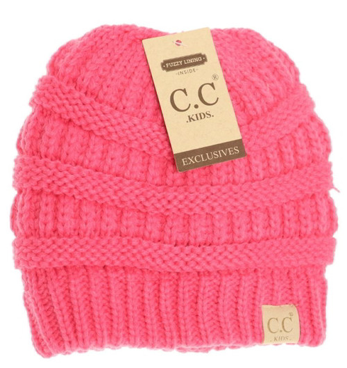 C.C. Beanie Girls Solid Fuzzy Lined Beanie