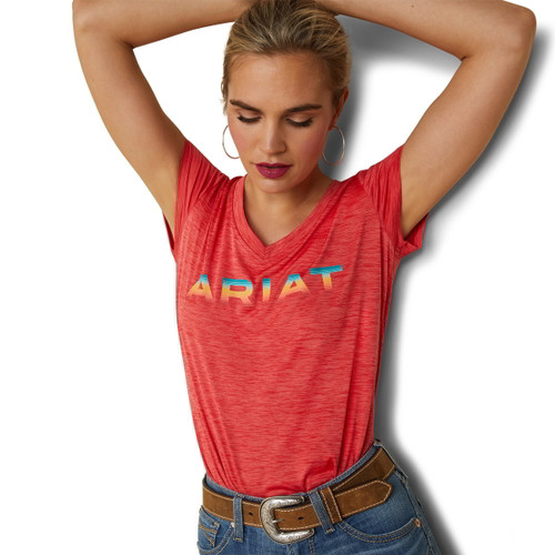 Ariat Womens Aura Orange Laguna Logo Short Sleeve Top
