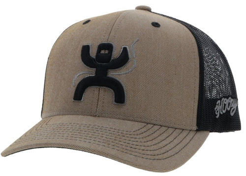 Hooey Men's Arc Tan/Black 6 Panel Trucker Cap with Black/Grey Hooey Logo