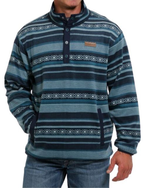 Cinch Men's Green/Navy Aztec Printed Polar Fleece Pullover