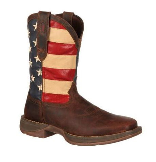 Durango Men's Rebel Patriotic Pull-On Western Flag Boot - Brown