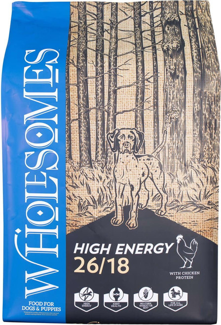 Wholesomes High Energy 26/18 Dog and Puppy Food 40LBS