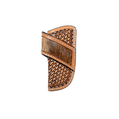 3D Tan Woven Basket Pattern Leather Knife Sheath