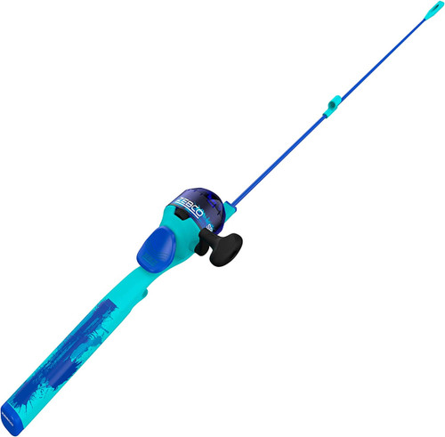 Zebco Blue Splash Kids Spincast Reel and Fishing Rod Combo, 29" Durable Floating Fiberglass Rod with Tangle-Free Design, Oversized Reel Handle Knob, Pre-Spooled with 6-Pound Zebco Fishing Line