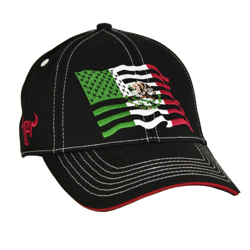 Cowboy Hardware Men's Mexican American Flag Logo Black Snap Back Cap