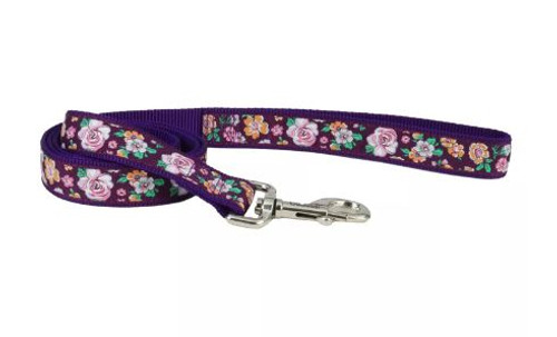 Coastal Ribbon Dog Leash Purple Sketched Floral