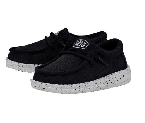 Hey Dude Wally Youth Slub Canvas Black