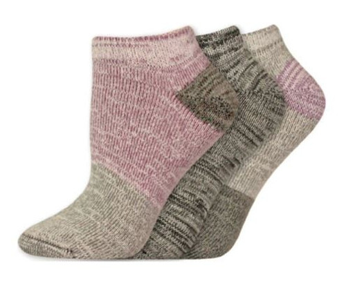 Dickies Womens's Soft Marl No Show Socks Grey/Pink 3PK