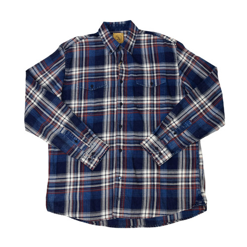 Gunnison Creek Men's Washed Red/Navy Plaid Long Sleeve Snap Shirt