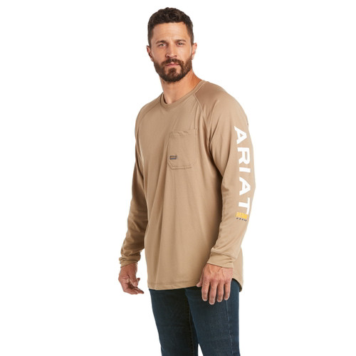 Ariat Mens Khaki Rebar Heat Fighter Long Sleeve T-Shirt